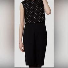 Loft Dresses | Nwt Ann Taylor Loft Black Diamond Dot Mixed Media Sheath Dress Nwt Size 0 | Color: Black/White | Size: 0