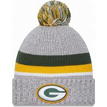 Men's New Era Heather Gray Green Bay Packers Cuffed Knit Hat With Pom - Heather Gray