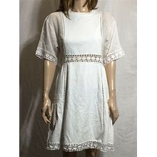 Women's NWT See By Chloe Lace Trim Mini White Embroidered White Dress Size S