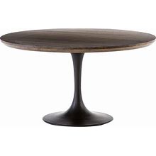 Perry Modern Round Dark Oak Top Black Tulip Pedestal Dining Table - Large - 55"W | Kathy Kuo Home