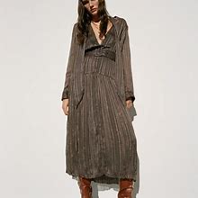 Zara Dresses | Zara Metallic Striped Front Tie Retro Midi Dress | Color: Black | Size: M