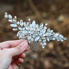 Yean Wedding Hair Comb Silver Rhinestones Opal Crystal Vintage Bridal Hair Clips Accessories For Brides And Bridesmaids