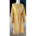 $445 Ulla Johnson Rabea Striped Wheat Cotton Midi Shirt Dress Size 8