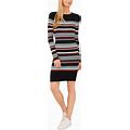 Cece Women's Striped Rib Knit Sweater Dress - Rich Black - Size L