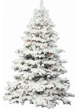 Vickerman Pre-Lit 3' Flocked Alaskan Artificial Christmas Tree, LED Lights, White
