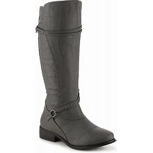 Journee Collection Harley Wide Calf Riding Boot | Women's | Grey | Size 8.5 | Boots | Riding