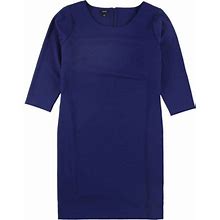 Alfani Womens Side Stripe Sheath Dress, Blue, 8