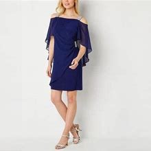 MSK 3/4 Sleeve Cold-Shoulder Embellished Sheath Dress | Blue | Womens X-Large | Dresses Sheath Dresses | Rhinestones|Stretch Fabric|Embellished