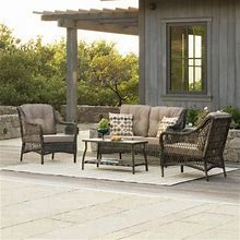 Bay Isle Home Pelletier 4 Piece Rattan Sofa Seating Group With Cushions, Brown