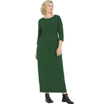 Plus Size Women's 3/4 Sleeve Knit Maxi Dress By Ellos In Midnight Green (Size 1X)