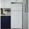 GE Appliances 33" Top Freezer 21.9 Cu. Ft. Refrigerator In White | 66.375 H X 32.75 W X 34.5 D In | Wayfair 2E19badd63d38d211cf87f094ffa6a16