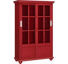 Ameriwood Home Aaron Lane Bookcase With Sliding Glass Doors, Red