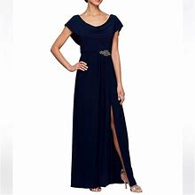 Alex Evenings Dresses | Worn Once To My Sons Wedding. Gorgeous Navy Long Dress Size 16. Rv $199 | Color: Blue | Size: 16