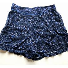 Forever 21 Blue Boho Print High Waist Pull On Cloth Shorts Sz S A2293