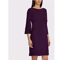 NWT Lauren Ralph Lauren Lisha 3/4 Bell Sleeve Purple Sheath Dress Size 4
