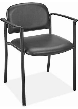 Vinyl Stackable Chair With Armrests - Black - ULINE - H-6523BL