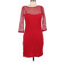 Trina Turk Cocktail Dress - Sheath Boatneck 3/4 Sleeve: Red Dresses - Women's Size 6