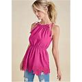Women's Embroidered Detail Top - Pink, Size 22 By Venus