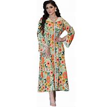 Islamic Abaya Floral Maxi Dress Muslim Women Kaftan Dress Arab Hippie