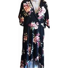 Agb Dresses | Floral Maxi Dress Nwt Size Large Agb Design | Color: Black/Pink | Size: L