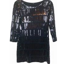 Theory Harmon Black Sequin Party Evening Dress Festival Club Wear