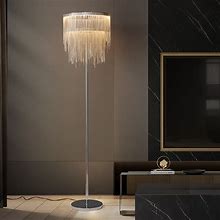 Postmodern Chrome LED Tassel Floor Lamp Home Decor Standing Lamp For Living Room