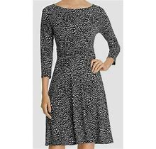 $349 Leota Women Gray Ilana Leopard Print 3/4-Sleeve Ruched Waist A-Line Dress S