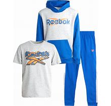 Reebok Boys' Active Jogger Set - 3 Piece Long Sleeve Shirt And Sweatpants - Performance Fleece Tracksuit For Boys (8-12)