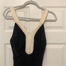 Jessica Howard Dresses | Black Dress With Creme Halter Sequins | Color: Black/Cream | Size: 6