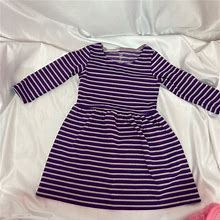 Lands' End Dresses | Lands End Purple And Silver Striped Long Sleeve Dress, Size Small | Color: Purple/Silver | Size: Sg