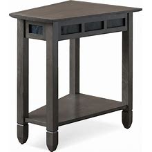 Leick Home 10056-GR Slate Recliner Wedge Table With Shelf, Smoke Gray Oak And Bl