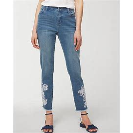 Women's Perfect Stretch Windy Floral Girlfriend Ankle Jeans In Blue Size 10 | Chico's Outlet
