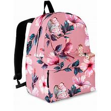 Hand Drawn Hibiscus Print Backpack