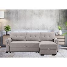Lilola Home Hunter Light Gray Linen Reversible Sleeper Sectional Sofa With Storage Chaise