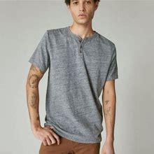Lucky Brand Linen Henley - Men's Clothing Tops Tees Henley Shirt In Black Iris, Size 2XL - Shop Spring Styles