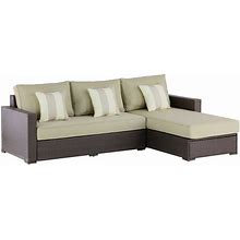 Serta Brown Resin Wicker Outdoor Patio Furniture Collection, Storage Sectional, Beige