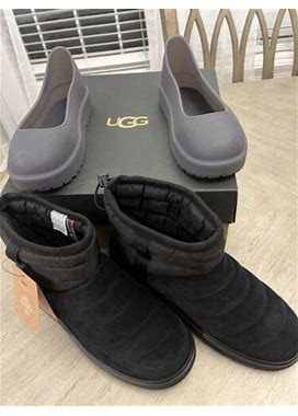 Ugg Classic Mini Pull-On Weather Black Suede Sheepskin Men Boots Sz 10
