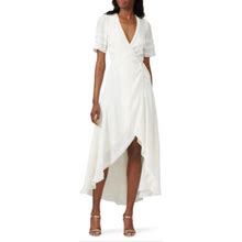 Reformation Dresses | Reformation Lottie Ruffle Hi-Low Wrap Dress Ivory Size Medium | Color: White | Size: M