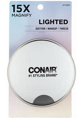 Conair Lighted Suction Cup Mirror, 15X Magnification