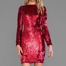 Dress The Population Dresses | Gorgeous Red Sequin Backless Mini Dress! | Color: Red | Size: Xs