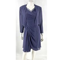 Jjs House Bridesmaid Dress Size 4 Dusty Purple Beaded Ruched W/ Jacket