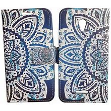 Alcatel Insight 5005R / TCL A1 A501dl Wallet Cover Cell Phone Case + Tempered Glass - Blue Abstract
