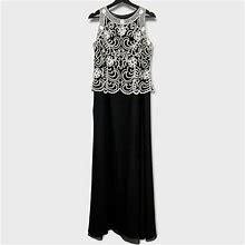 J Kara Dresses | J Kara Womens Black Embellished Sleeveless Evening Dress Size 10 | Color: Black/Silver | Size: 10