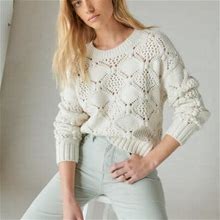 Lucky Brand Open Stitch Pullover Sweater - Women's Clothing Tops Sweaters Pullovers In Whisper White, Size 2XL