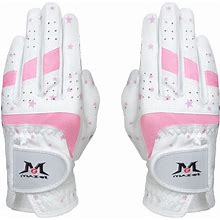 MAZEL Kids Golf Gloves For Youth Toddler Boys Girls, Right & Left Hand (1 Pair) Mircofiber Breathable Junior Golf Gloves, White Red Pink Blue Black