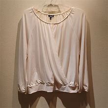 Express Tops | Small Express Open Front Dress Shirt | Color: Cream | Size: S