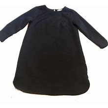 H&M Dresses | H&M Black Round Hem 3/4 Sleeve Sheath Dress Career | Color: Black | Size: 6