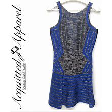 Parker Dresses | Parker Blue Gray Boucle Dress Fit And Flare | Color: Black/Blue | Size: L