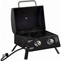Outsunny 2 Burner Propane Gas Grill Outdoor Portable Tabletop BBQ With Foldable Legs, Lid, Thermometer For Camping, Picnic, Backyard, Black