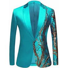 Mens Embroidered Sequin Suit Gold Sequin Stage Performance Clothing Hop Suit